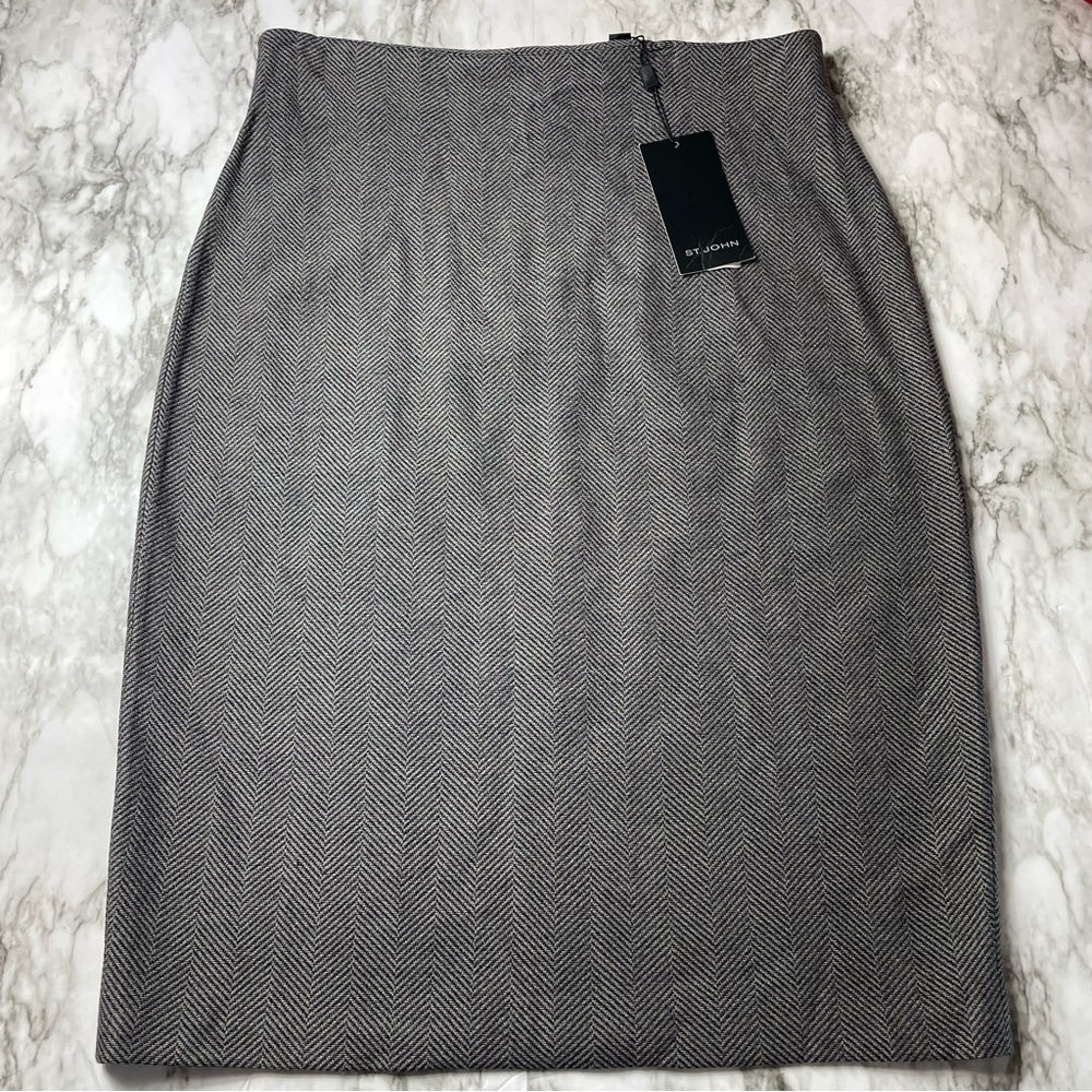 St. John NWT Wool Blend Herringbone Pencil Skirt Size 16